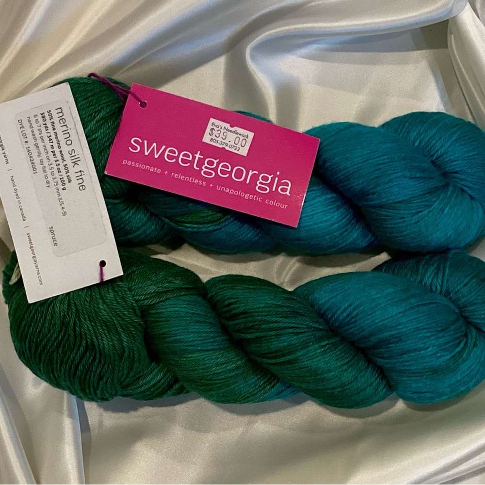 2 hank lot of ombré Sweet Georgia merino silk fine yarn